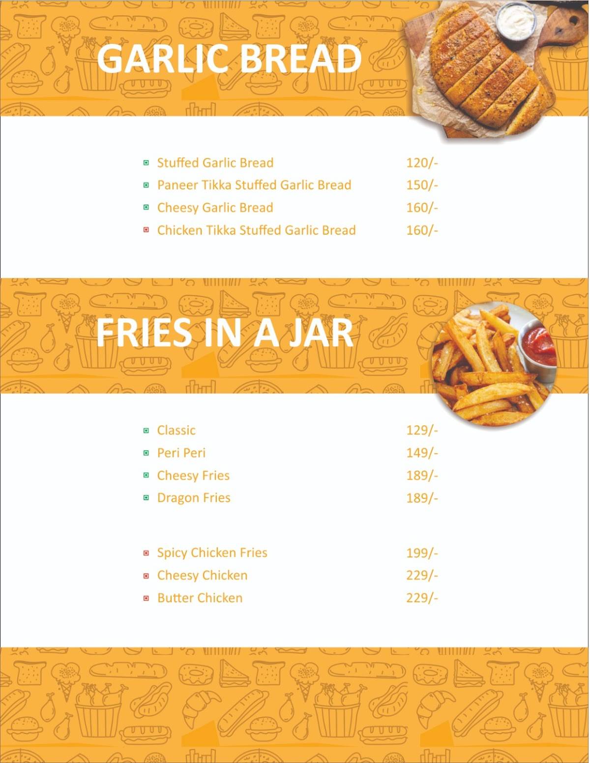 THE PIZZA FACTORY menu