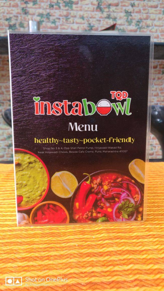 TQD Instabowl menu