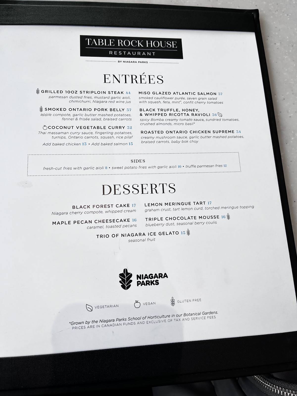 Menu de Table Rock House Restaurant
