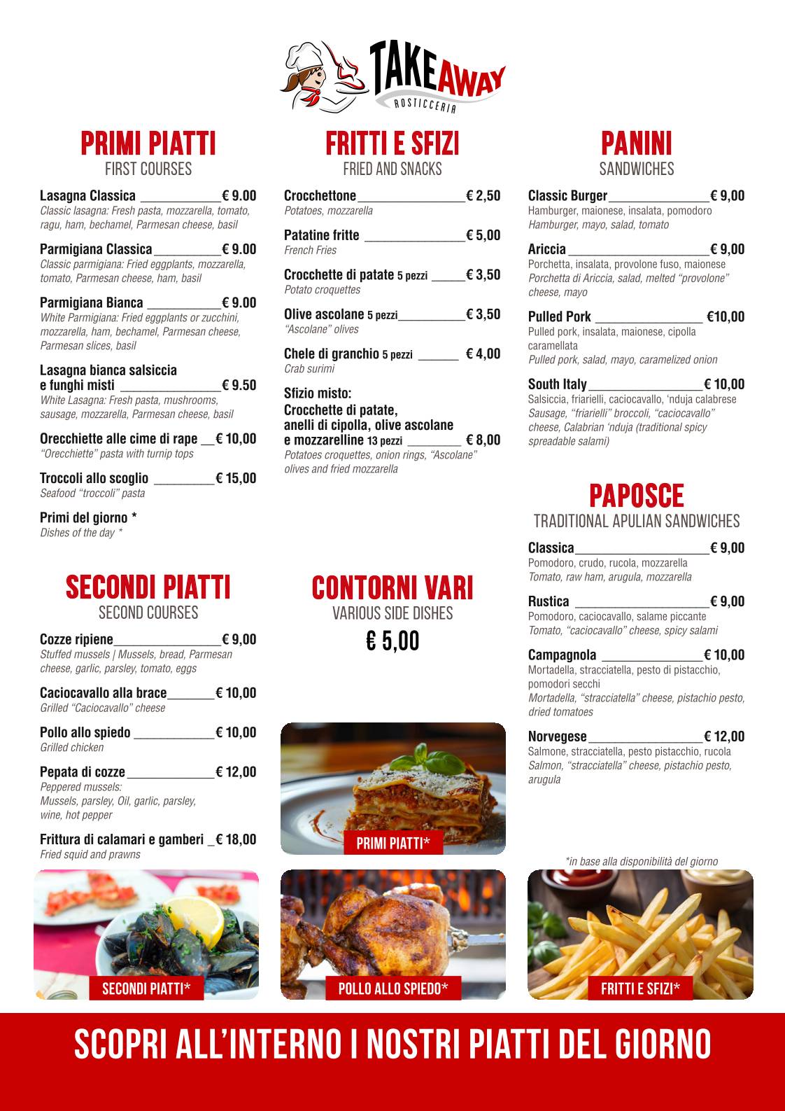 Menu di Take Away Vieste 