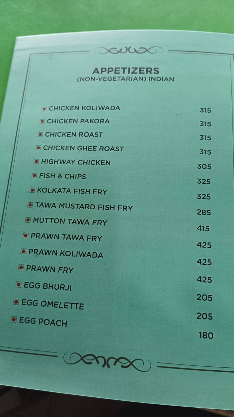 Taksh Multi Cuisine Restaurant menu