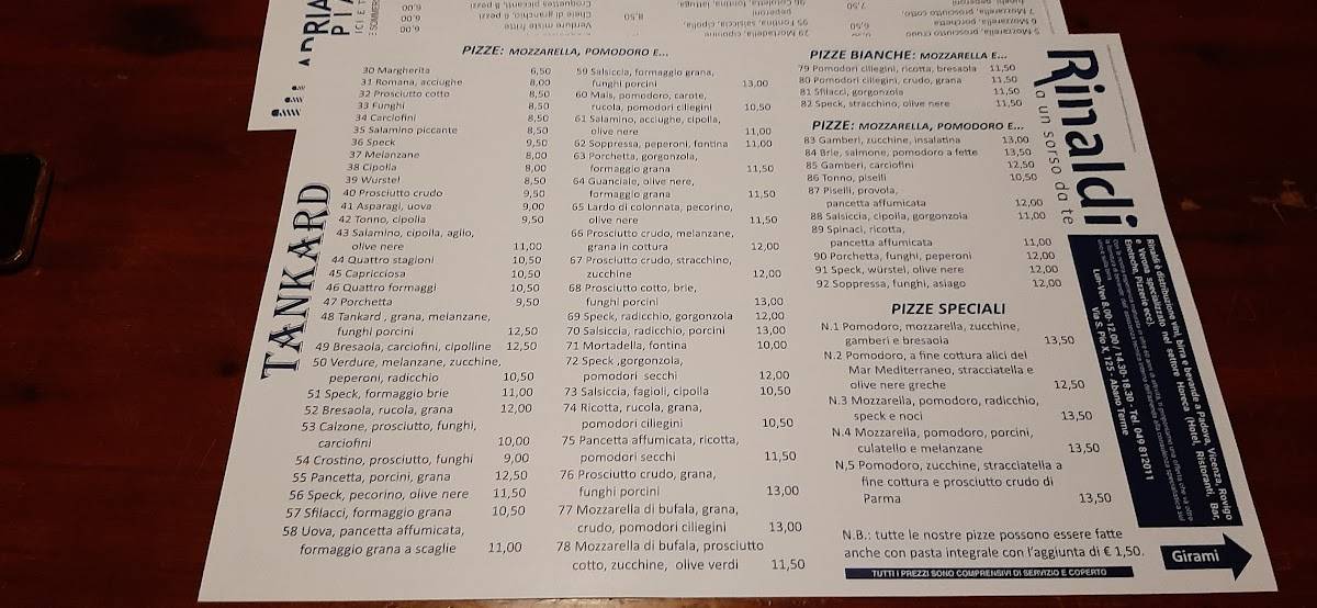 Menu di Tankard 