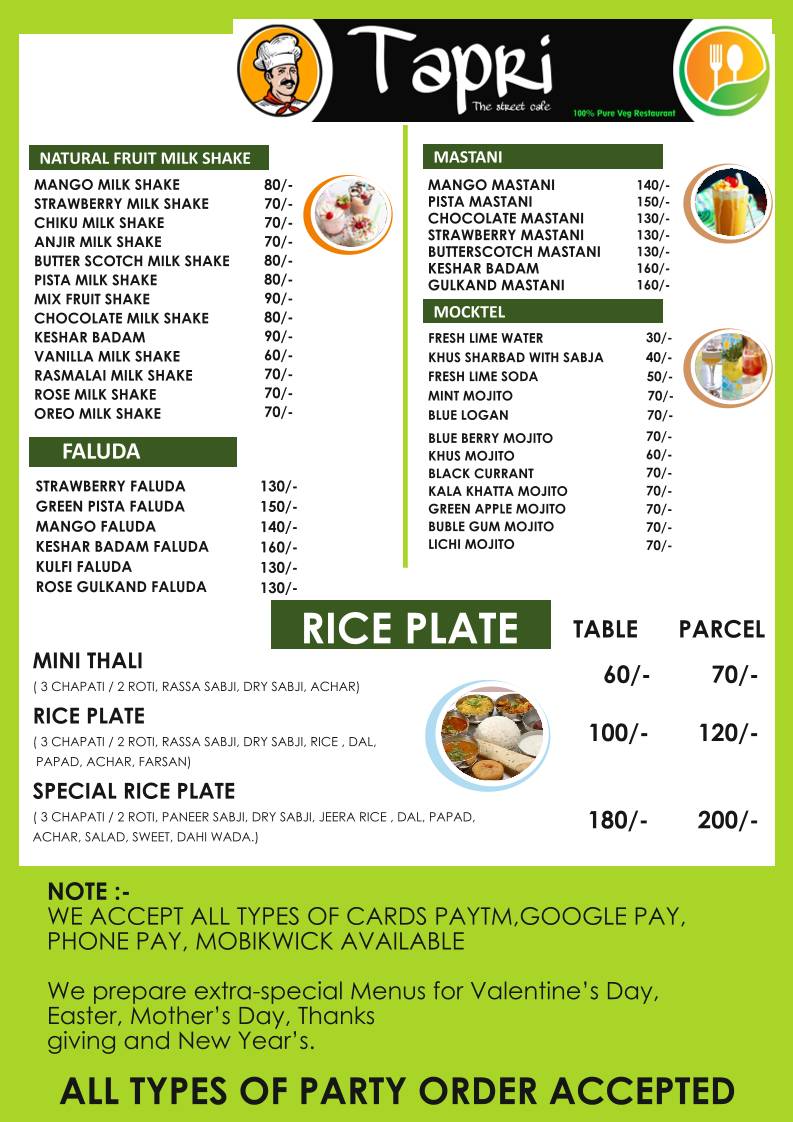 Tapri The Street Café menu
