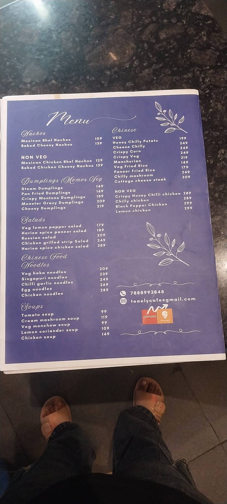 Tea Ely Café menu