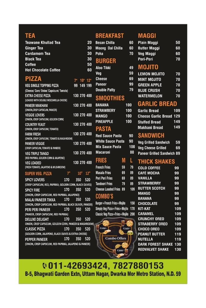 Teawane Bhagwati Garden menu