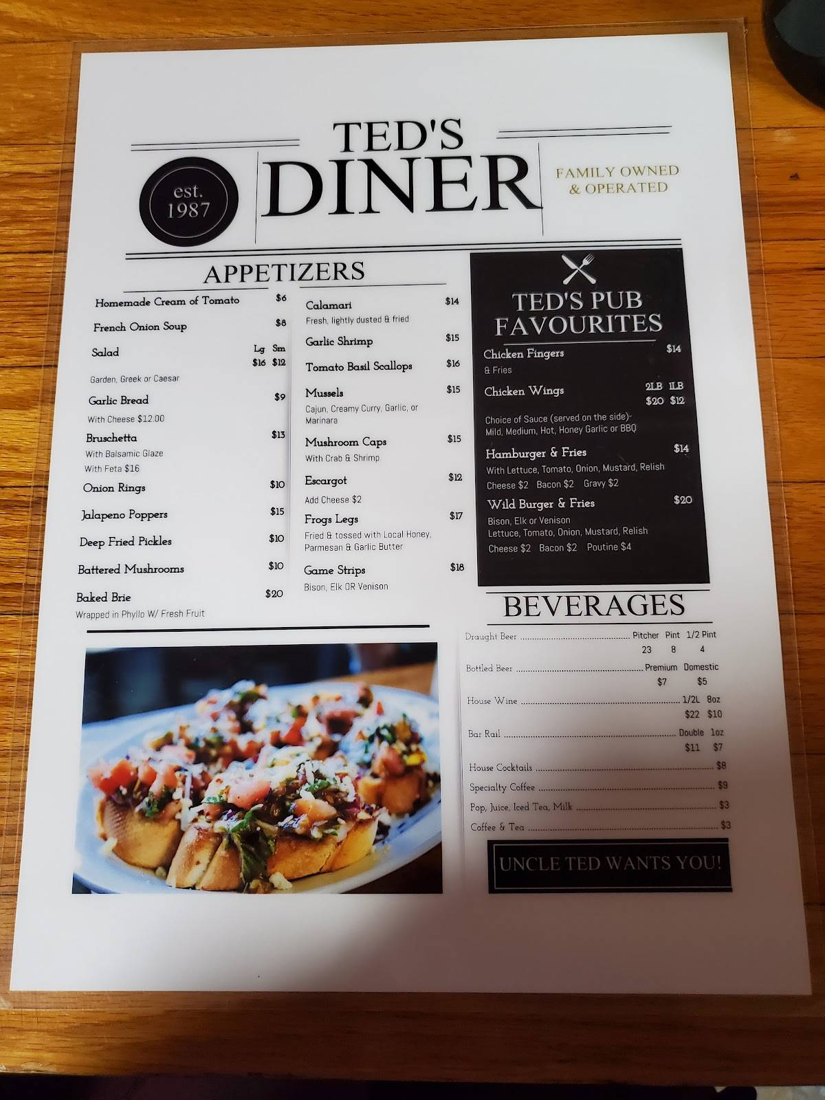 Menu at Ted's Range Road Diner restaurant, Meaford, RR1