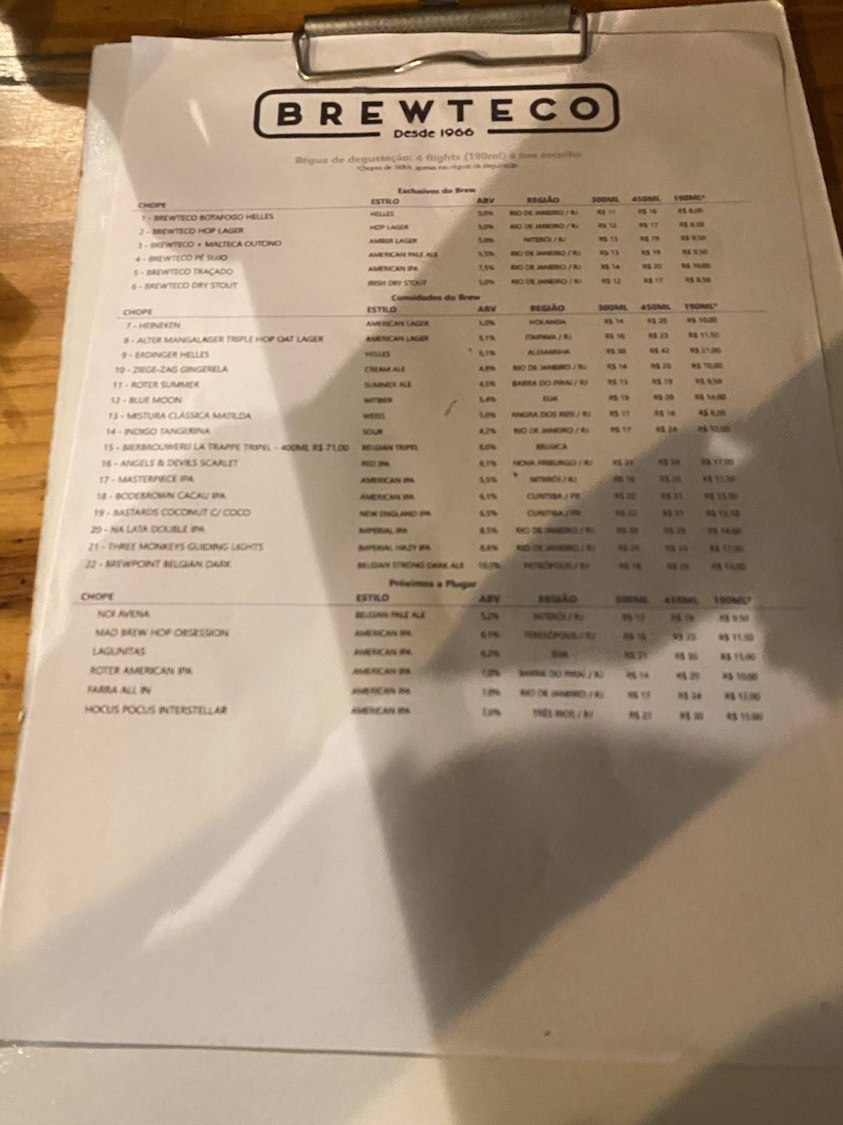 Terraço Botafogo cardápio