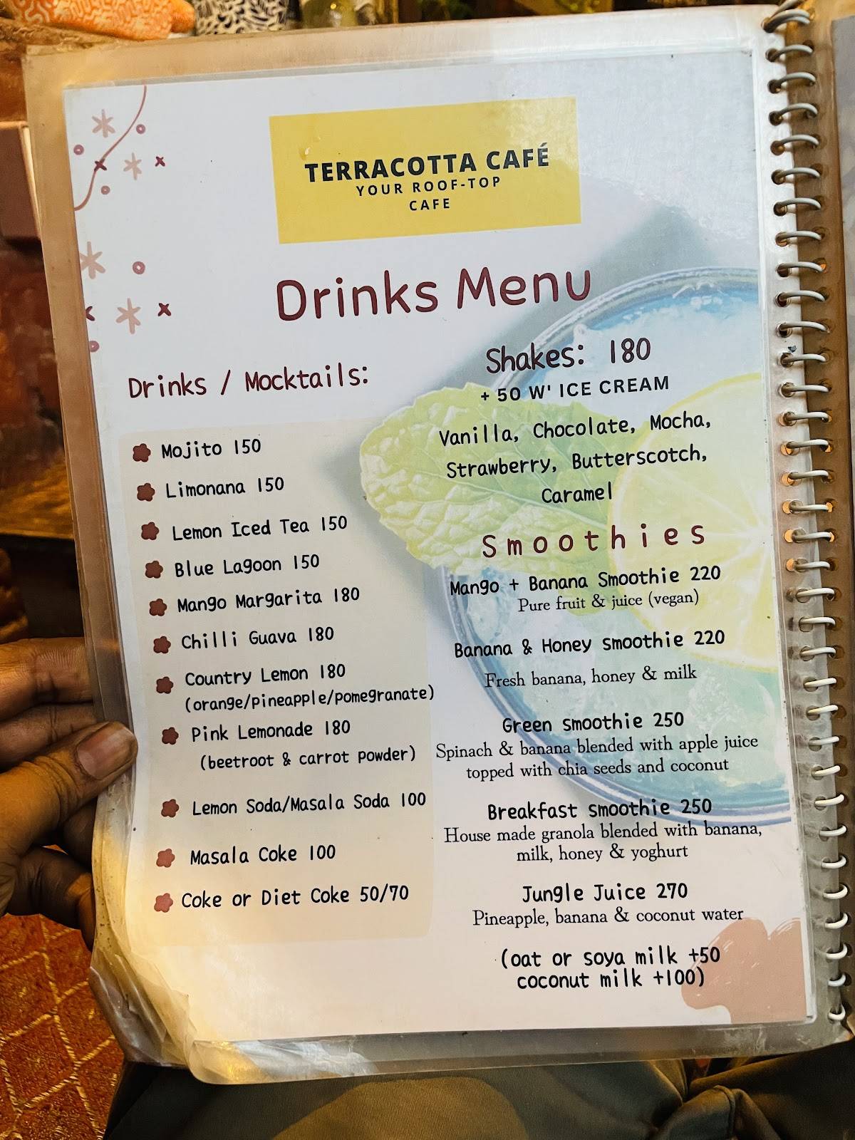 Terracotta Cafe menu