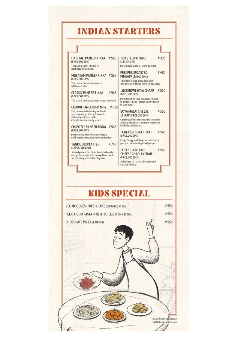 Terracotta Multicuisine Restaurant & Banquet menu