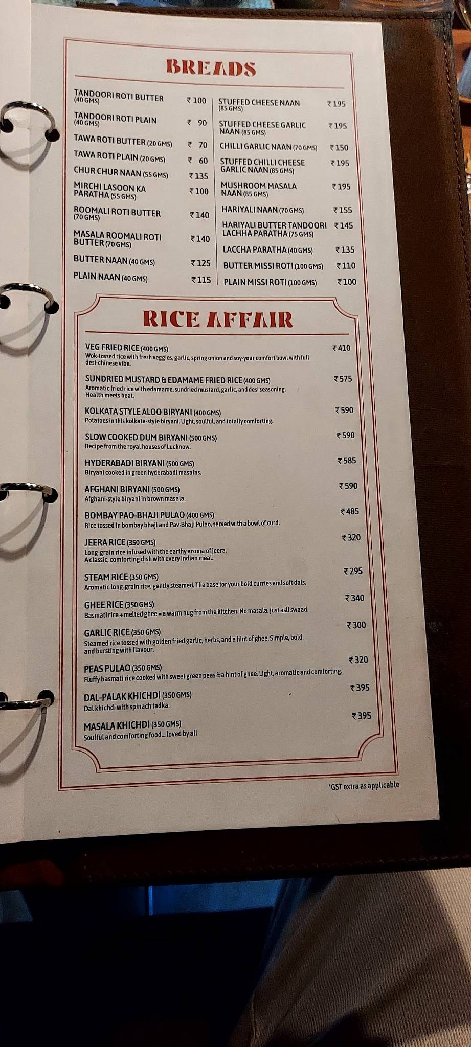 Terracotta Multicuisine Restaurant & Banquet menu