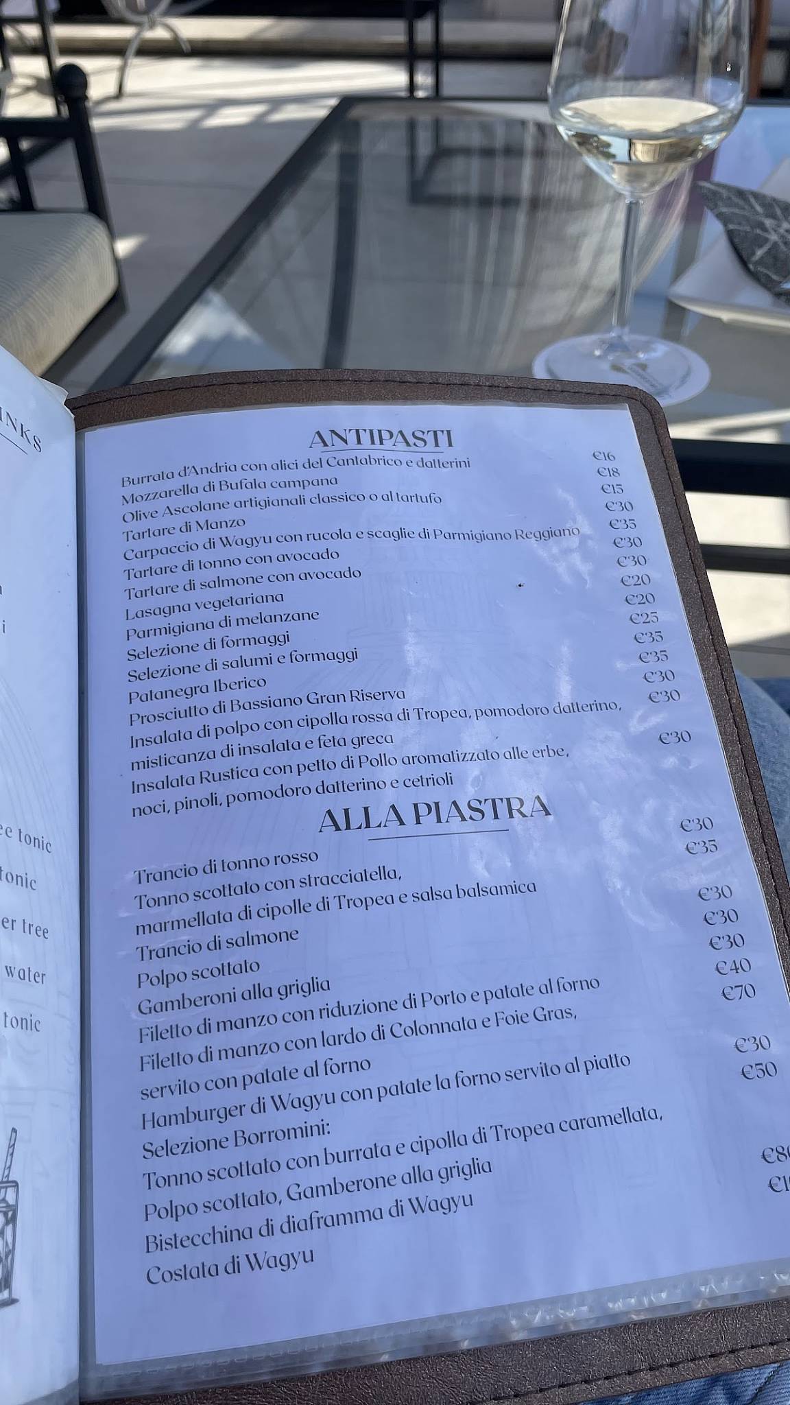 Menu de Terrazza Borromini
