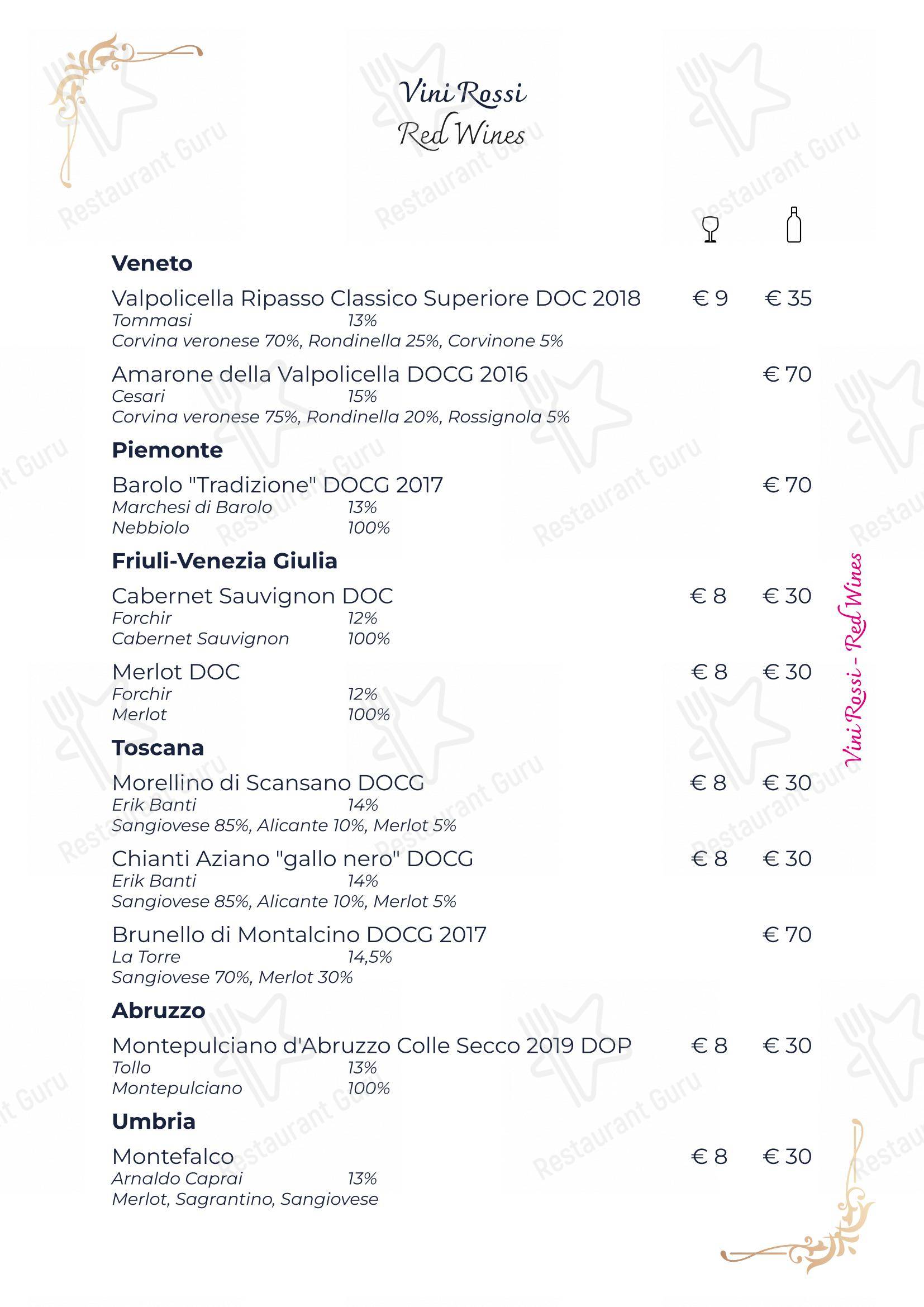 Menu di Terrazza Flavia - Menu bar