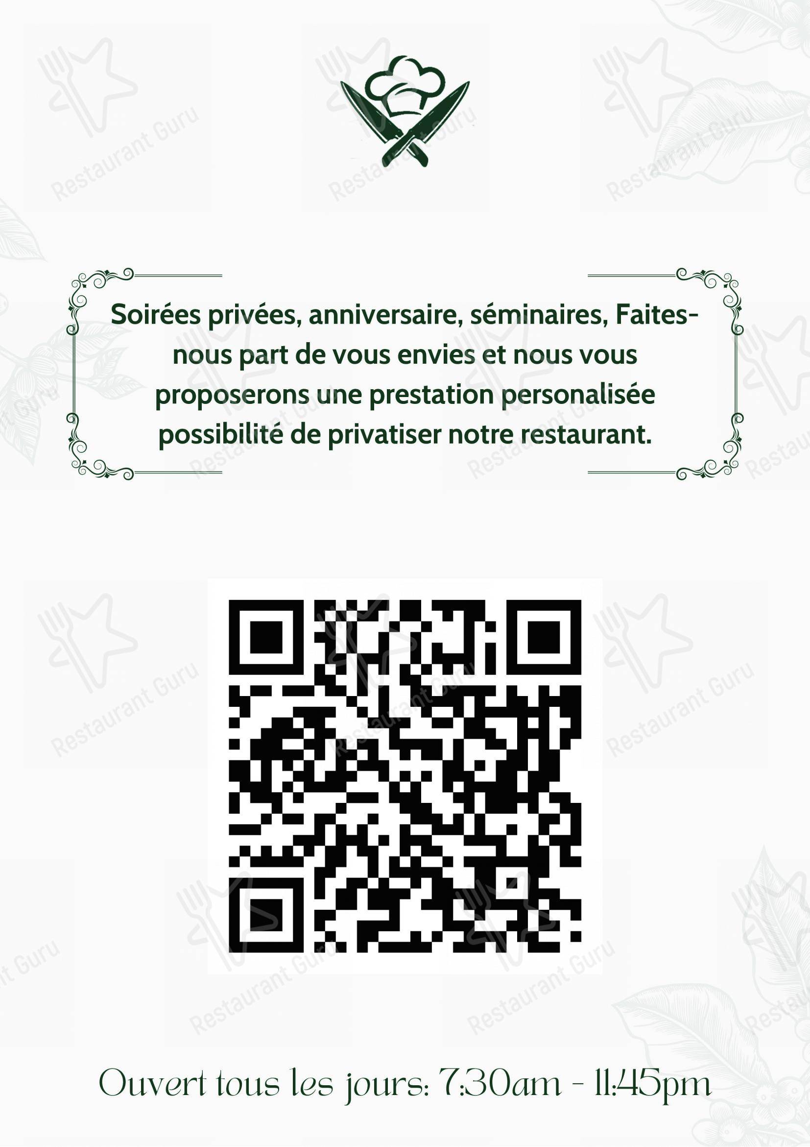 Menu pour Terre et Mer - Menu