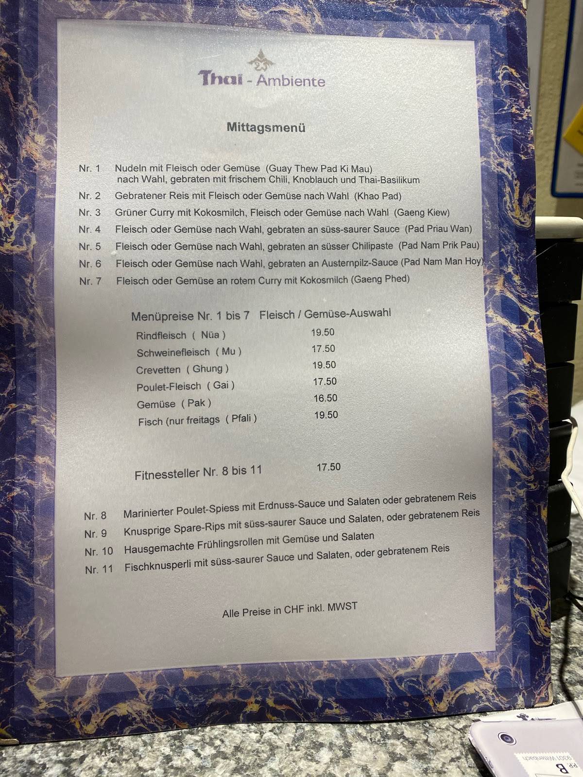 Menu di Thai Ambiente 