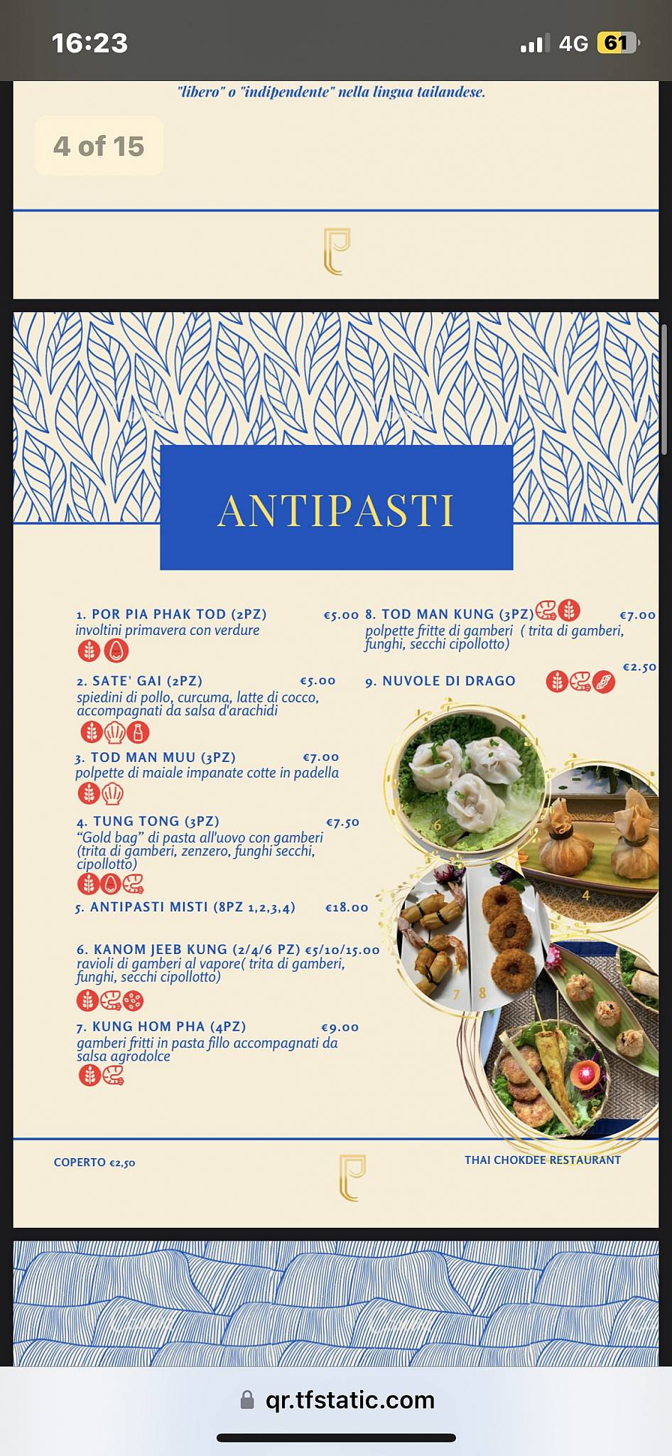 Menu di Thai Chokdee restaurant 