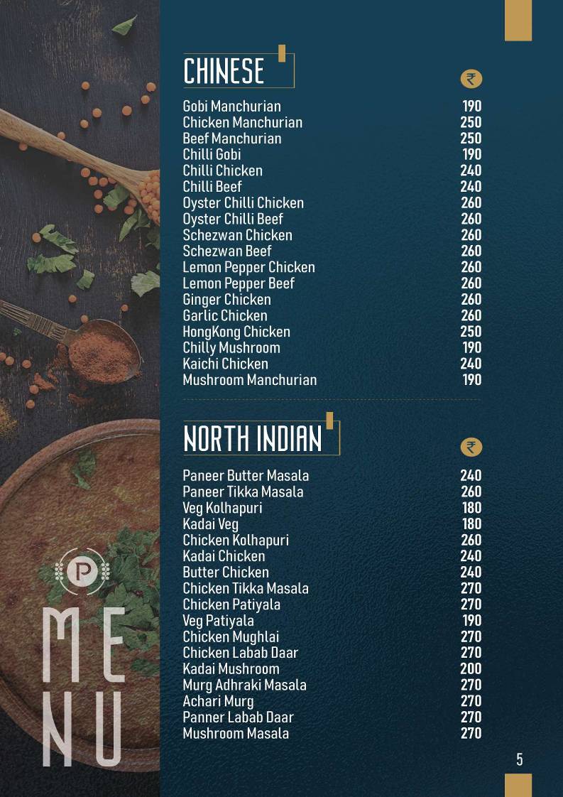 Pepper Palace Restaurant menu