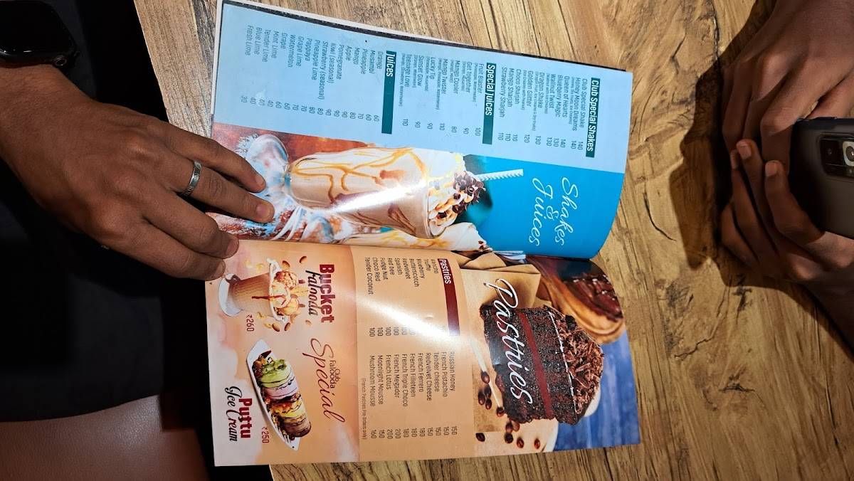 Club Falooda menu