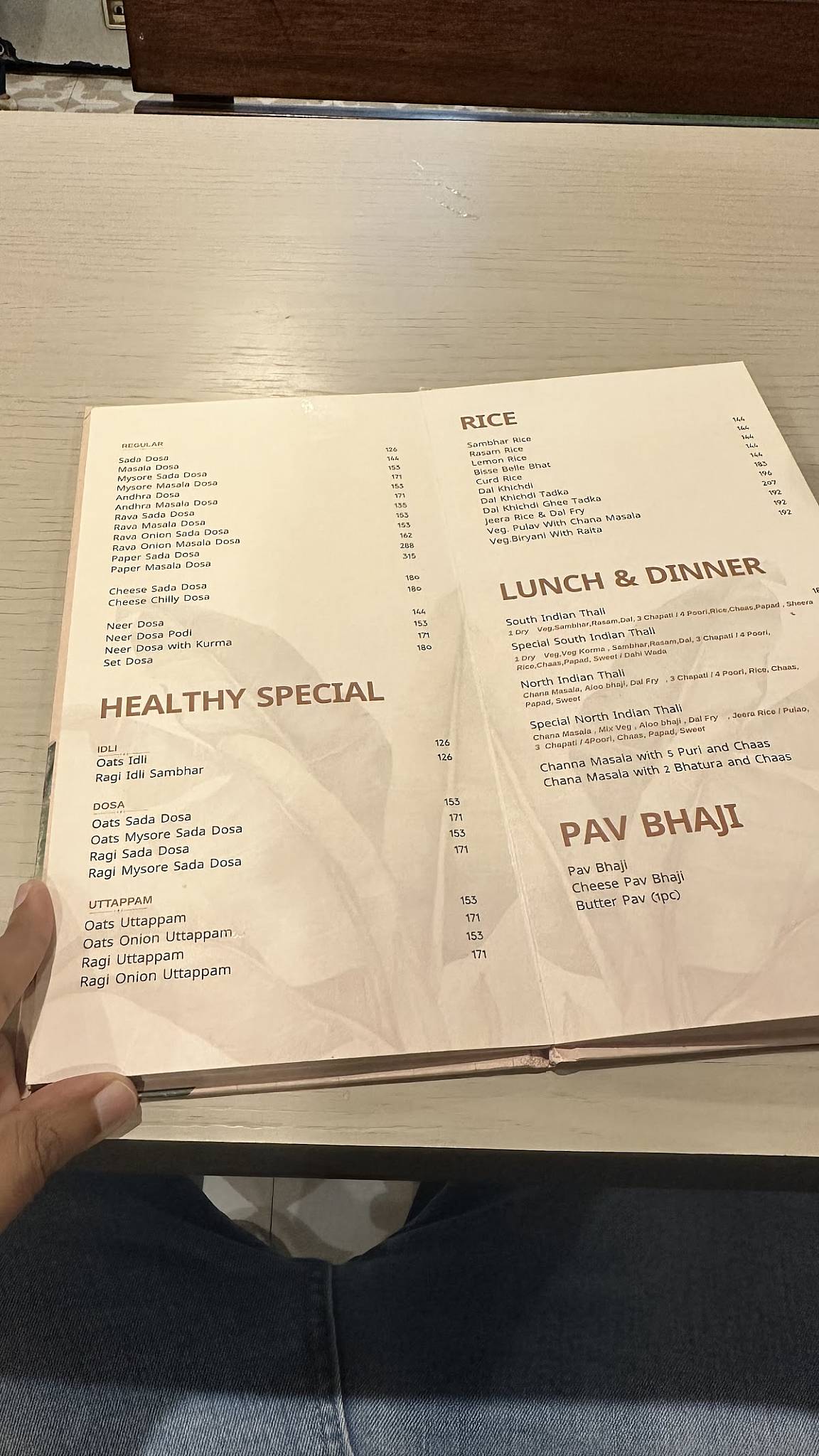 Thambbi Veg Restaurant menu