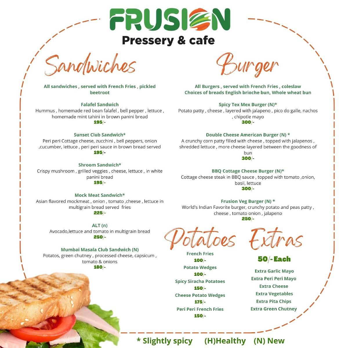 Frusion - Pressery & Cafe menu