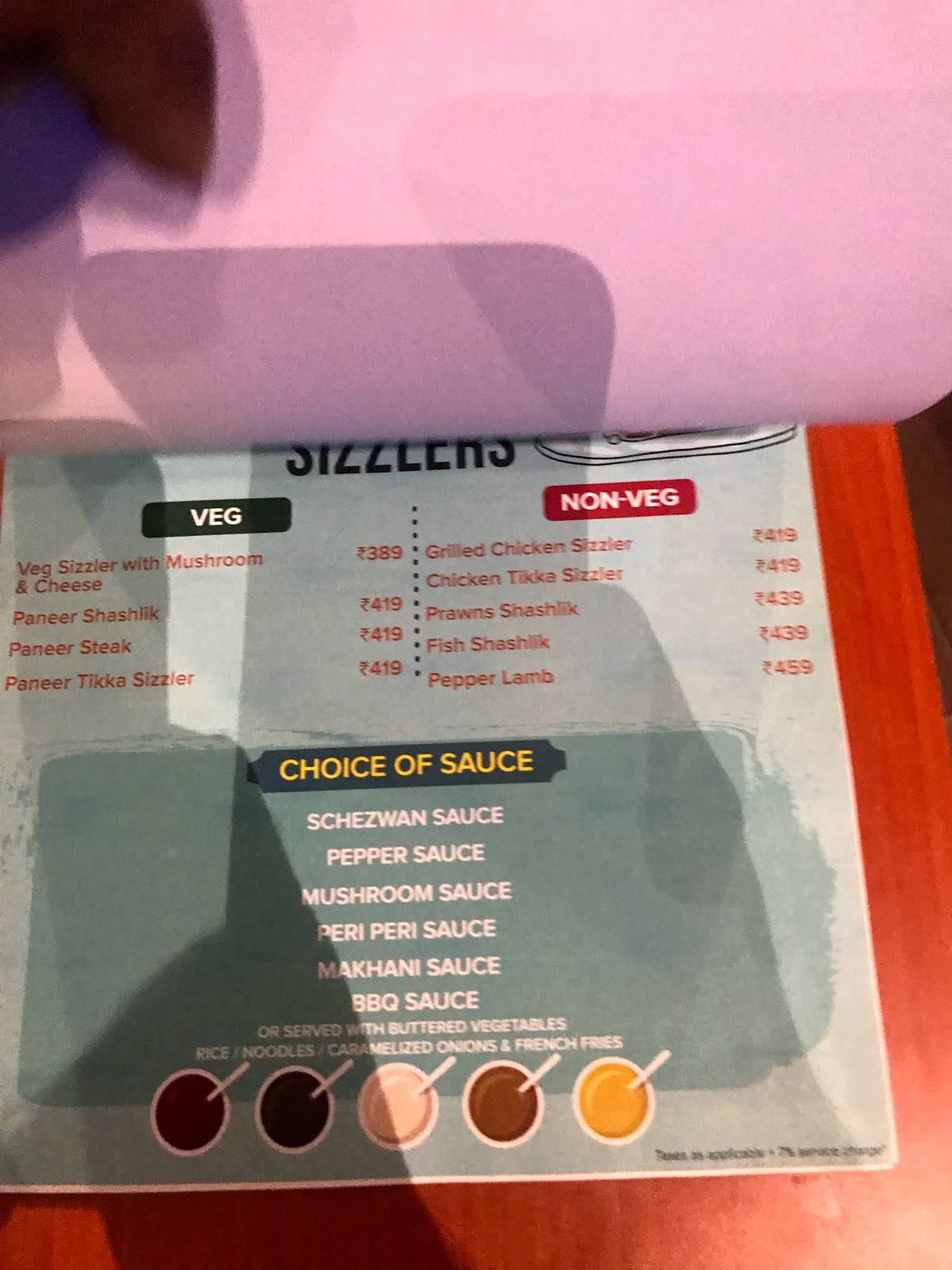 Fusion Dhaba menu