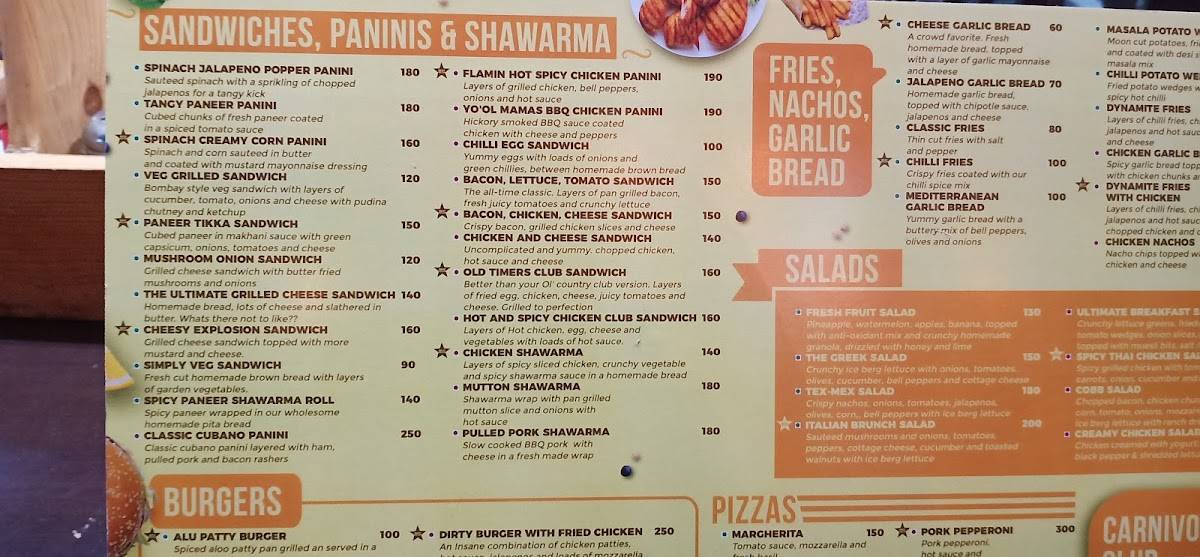 The Bake Factory menu