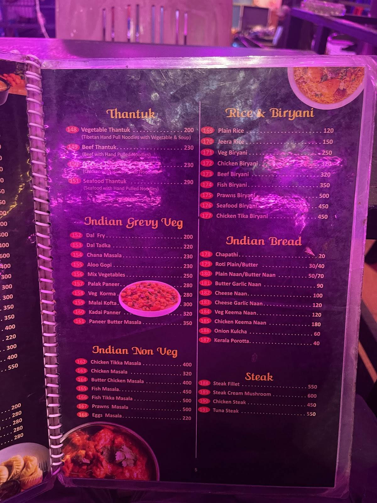 The Buddha Bar Cafe menu