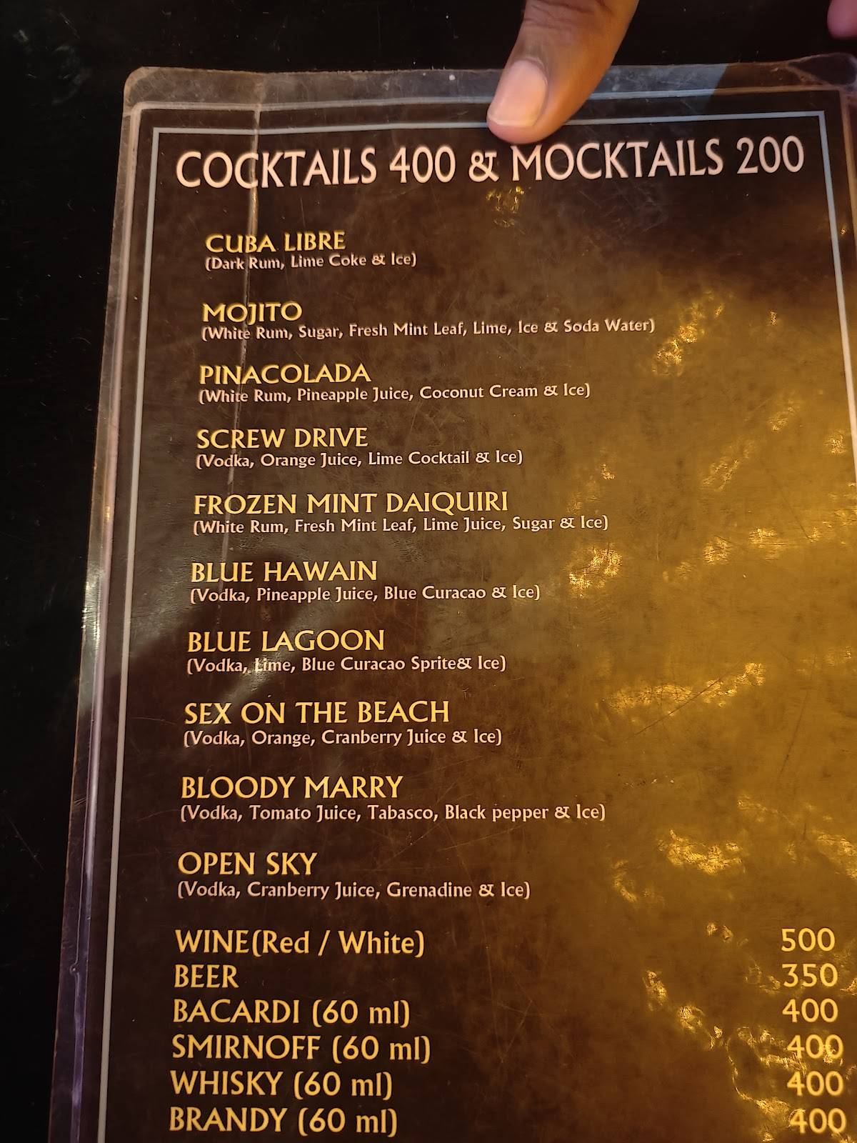 The Buddha Bar Cafe menu