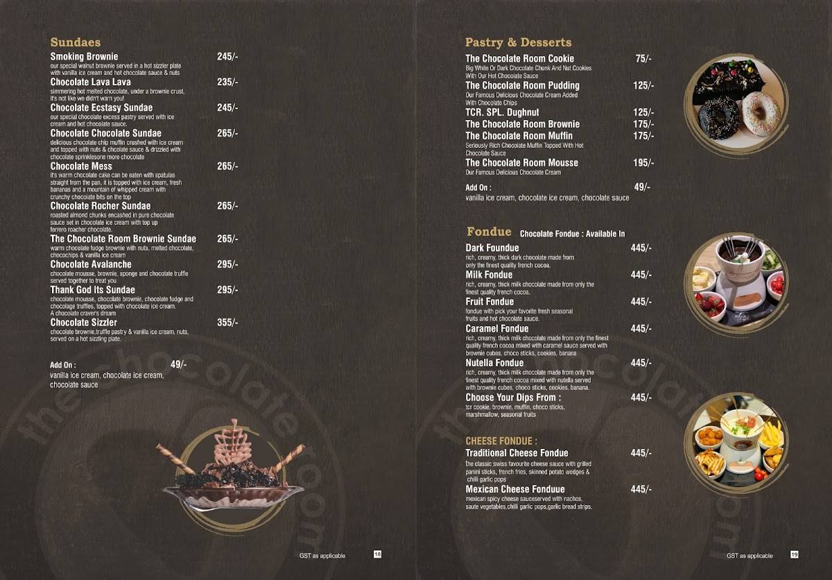 The Chocolate Room - Avinashi Road menu
