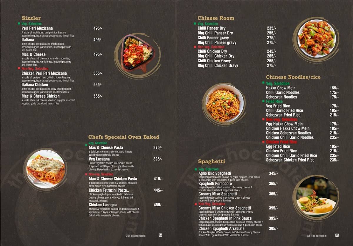 The Chocolate Room - Avinashi Road menu