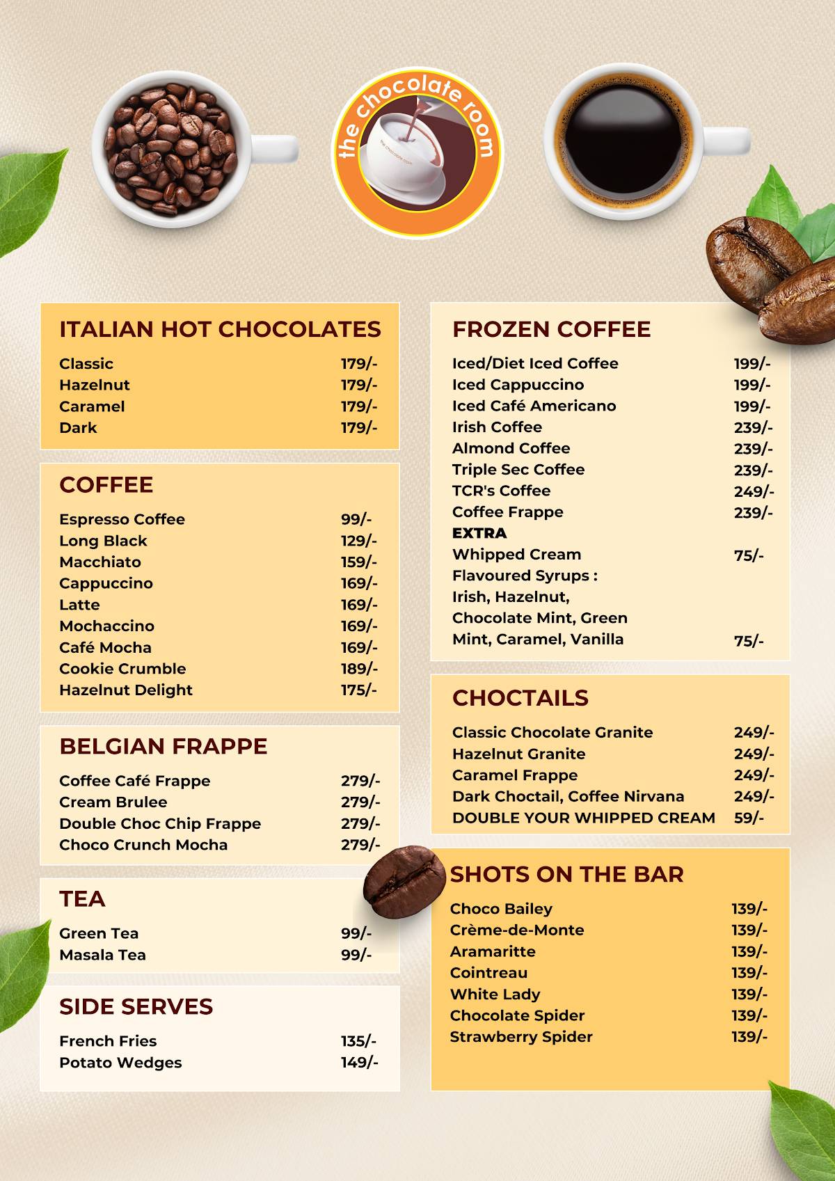 The Chocolate Room Best Coffee in Ranchi Best Dessert in Lalpur menu