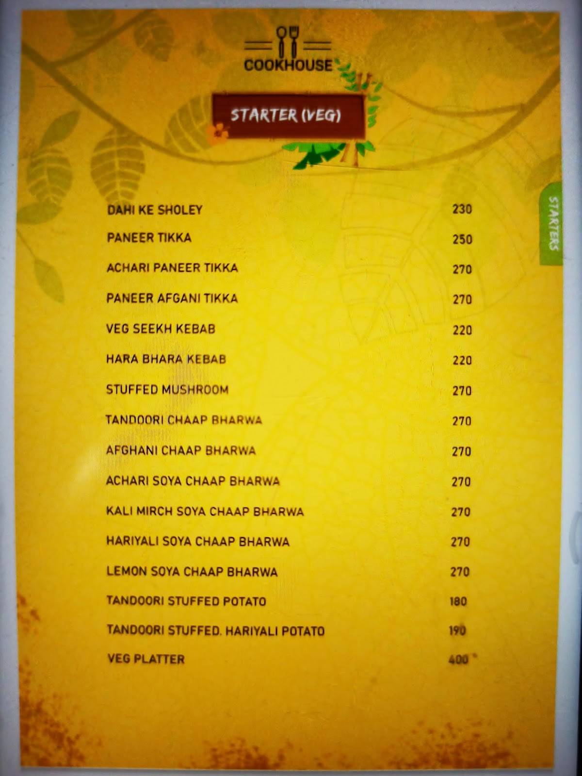 The Cook House - Roorkee's Finest Dining Destination menu