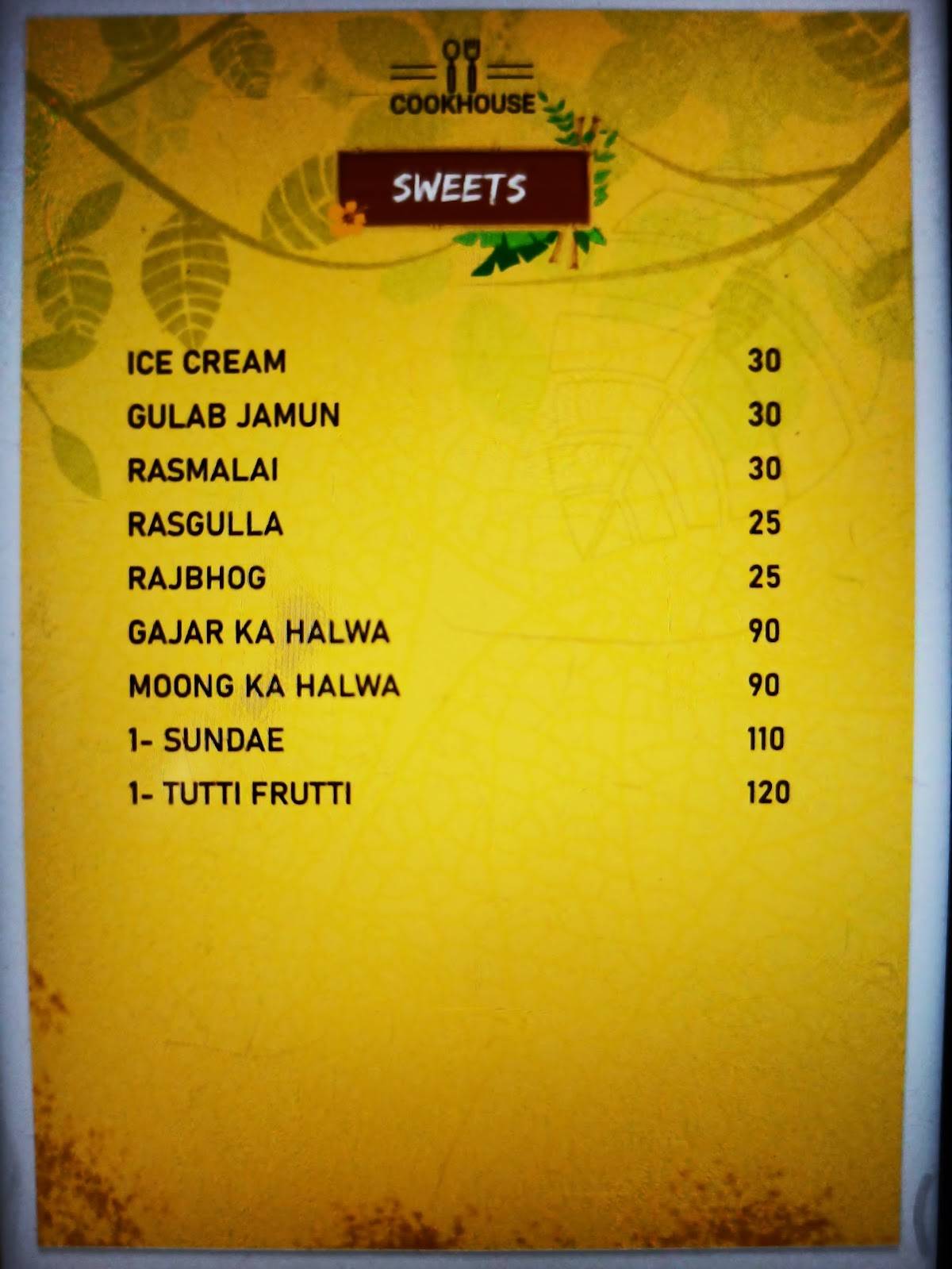The Cook House - Roorkee's Finest Dining Destination menu