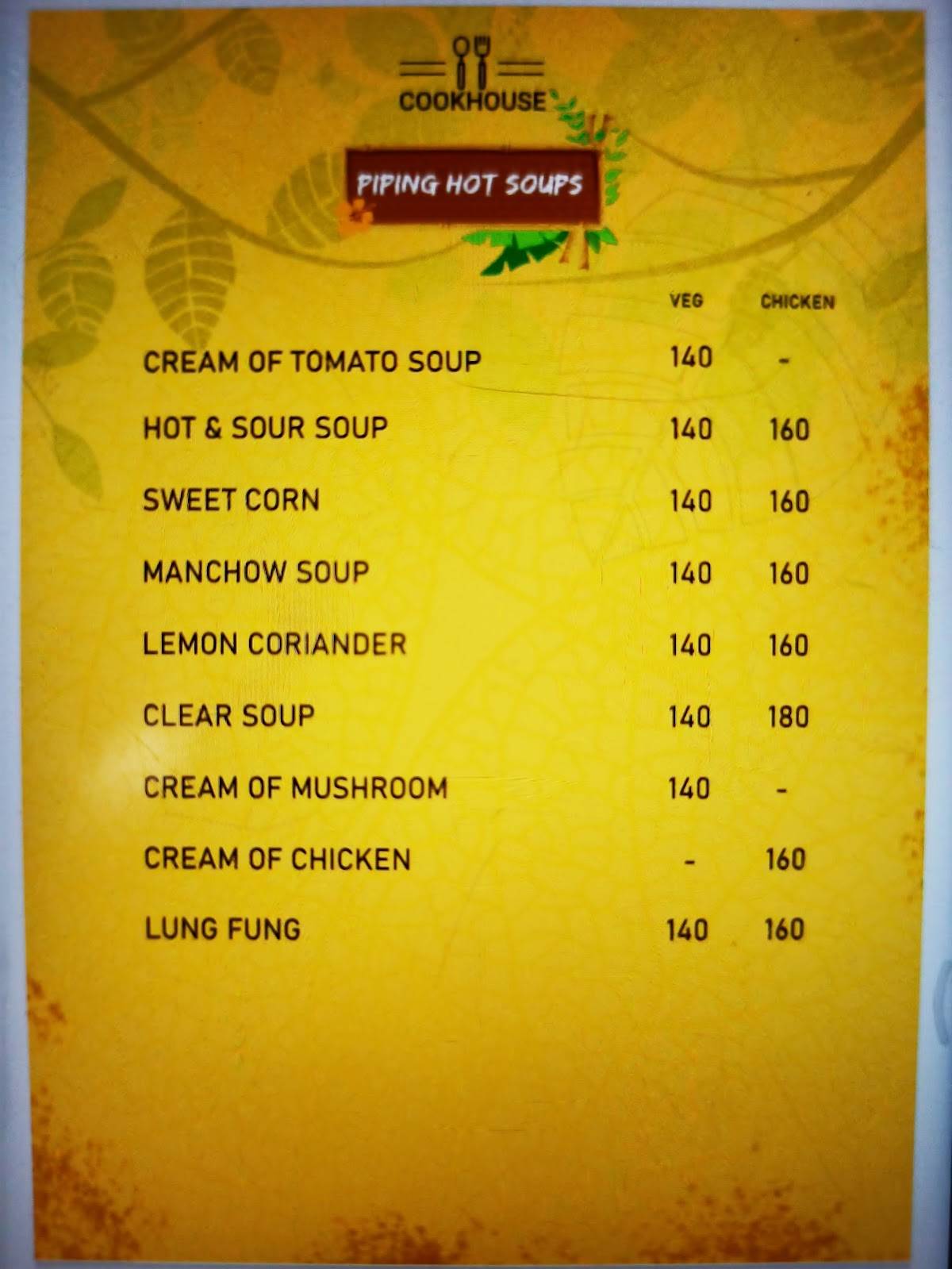 The Cook House - Roorkee's Finest Dining Destination menu