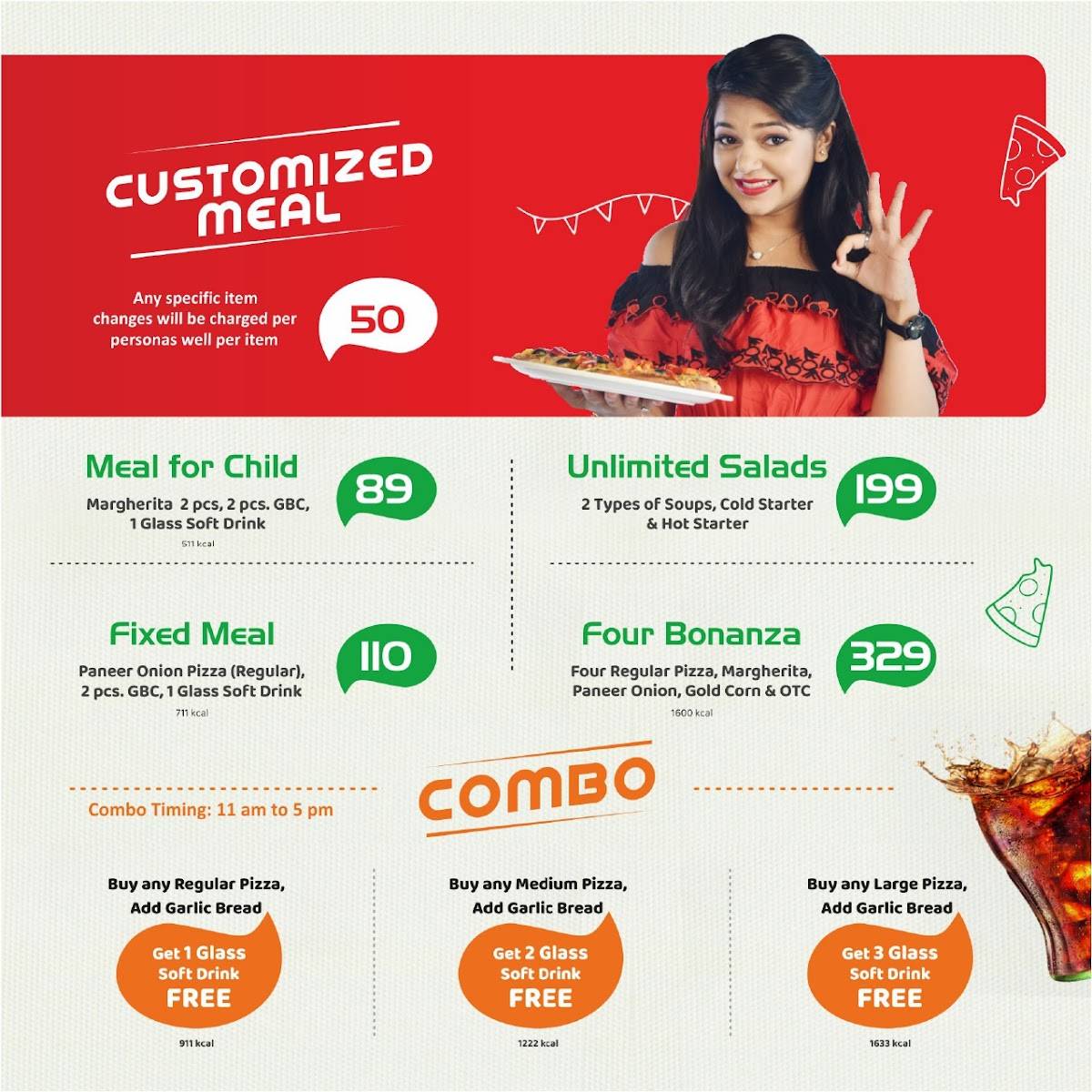 The D Pizza menu