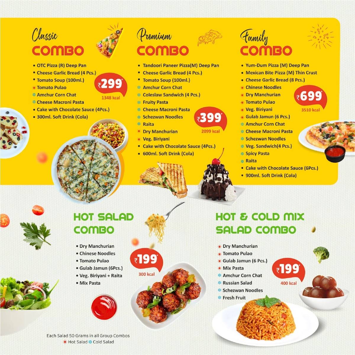 The D Pizza menu