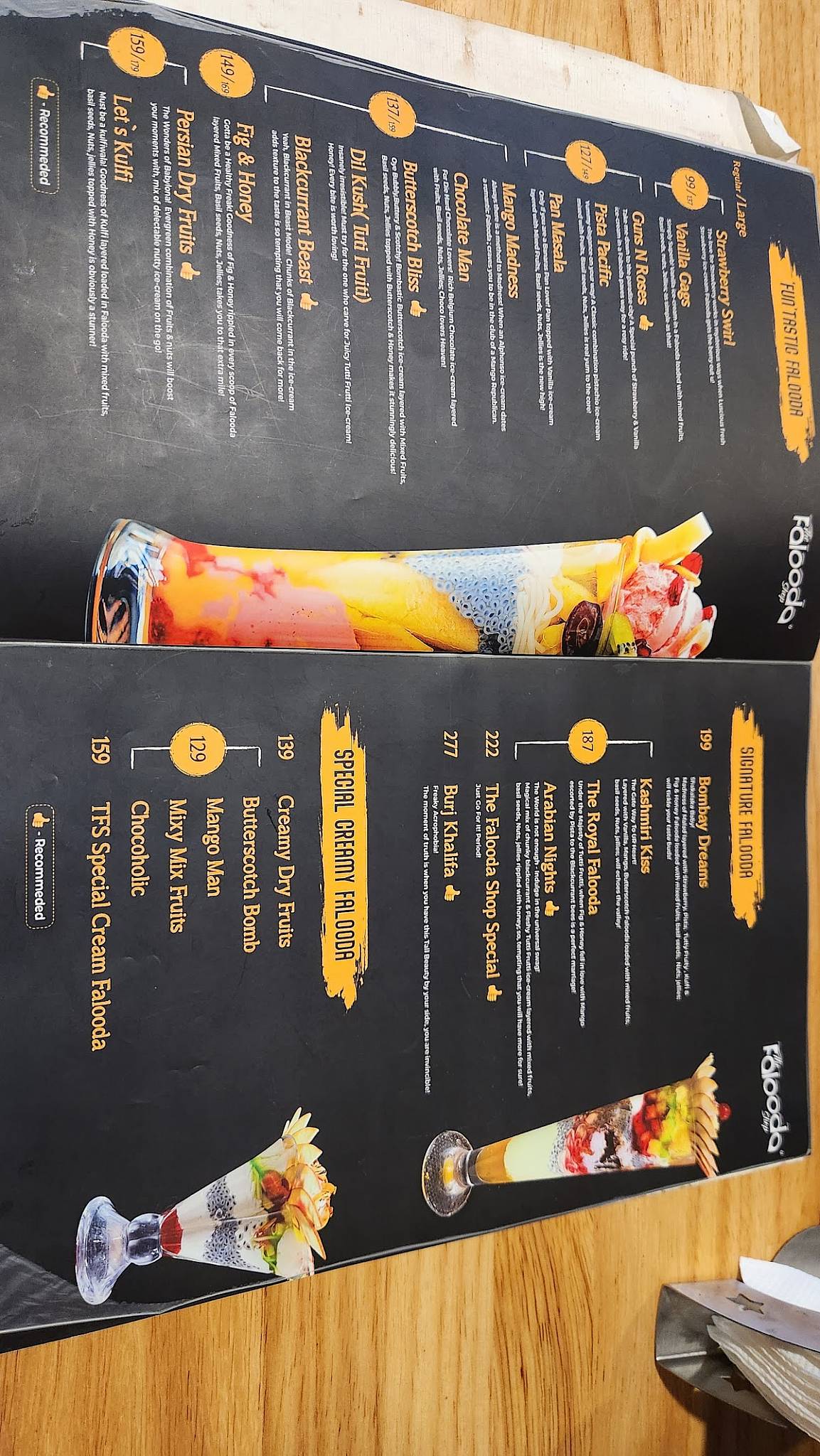 The Falooda Shop menu