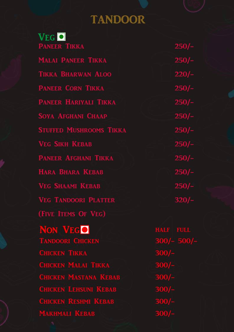 The Garden Cafe & Restaurant (A unit of KVS hospitality) menu