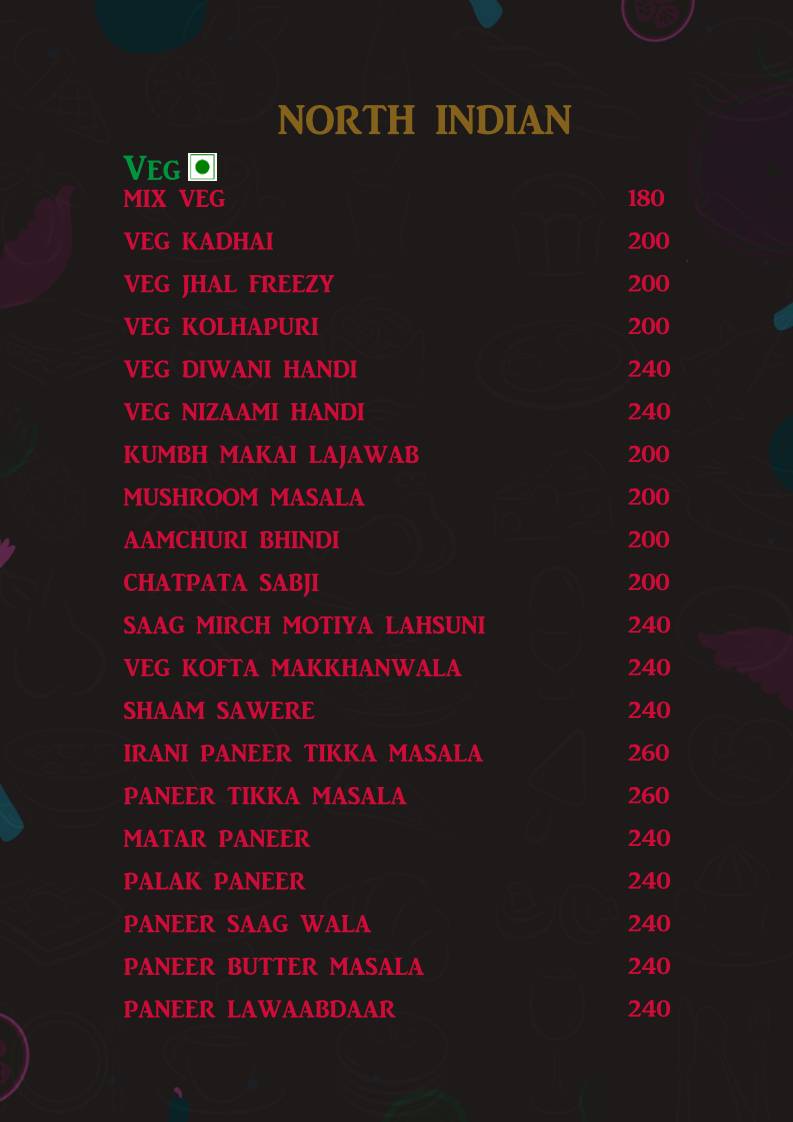 The Garden Cafe & Restaurant (A unit of KVS hospitality) menu