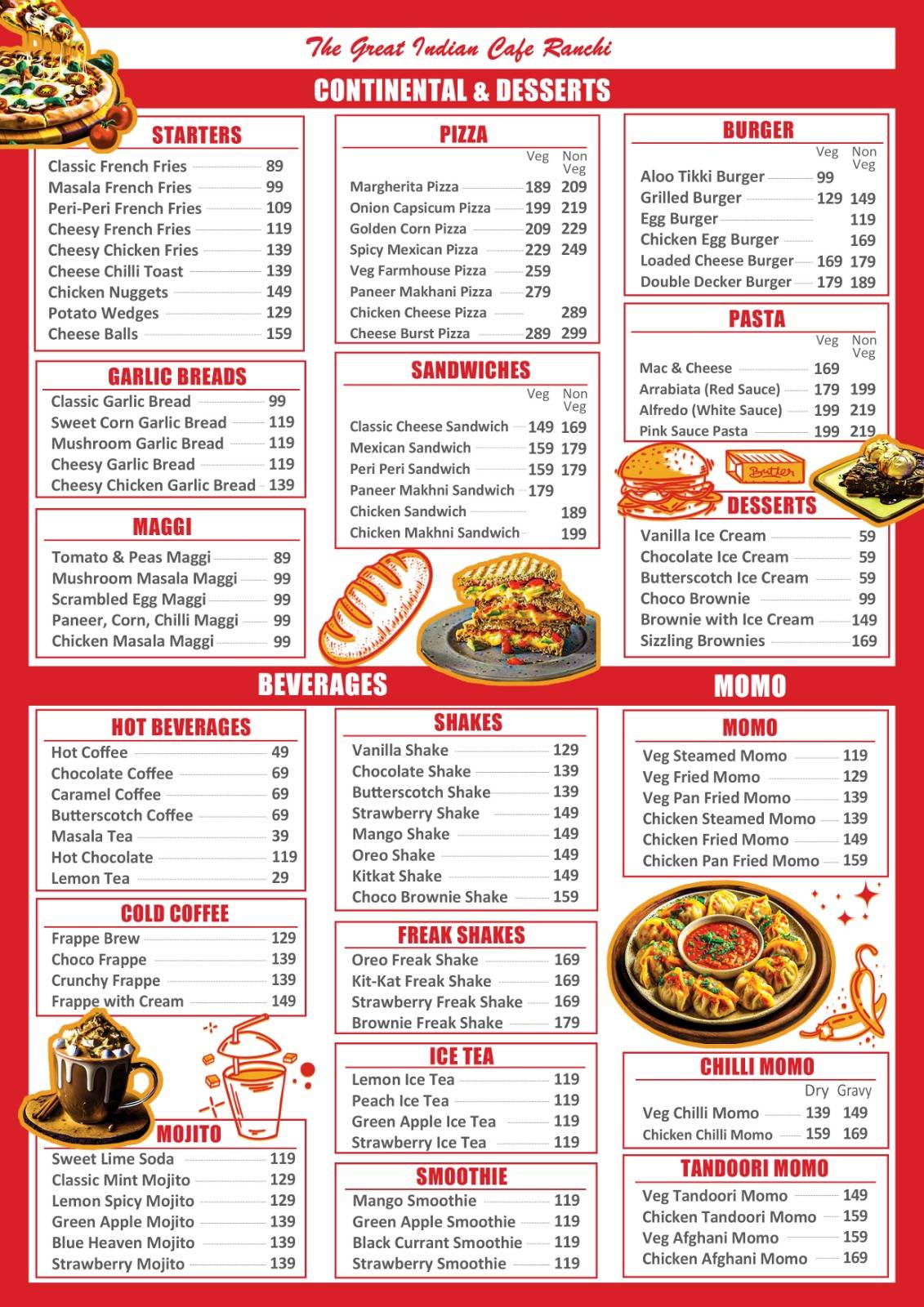 The Great Indian Cafe menu