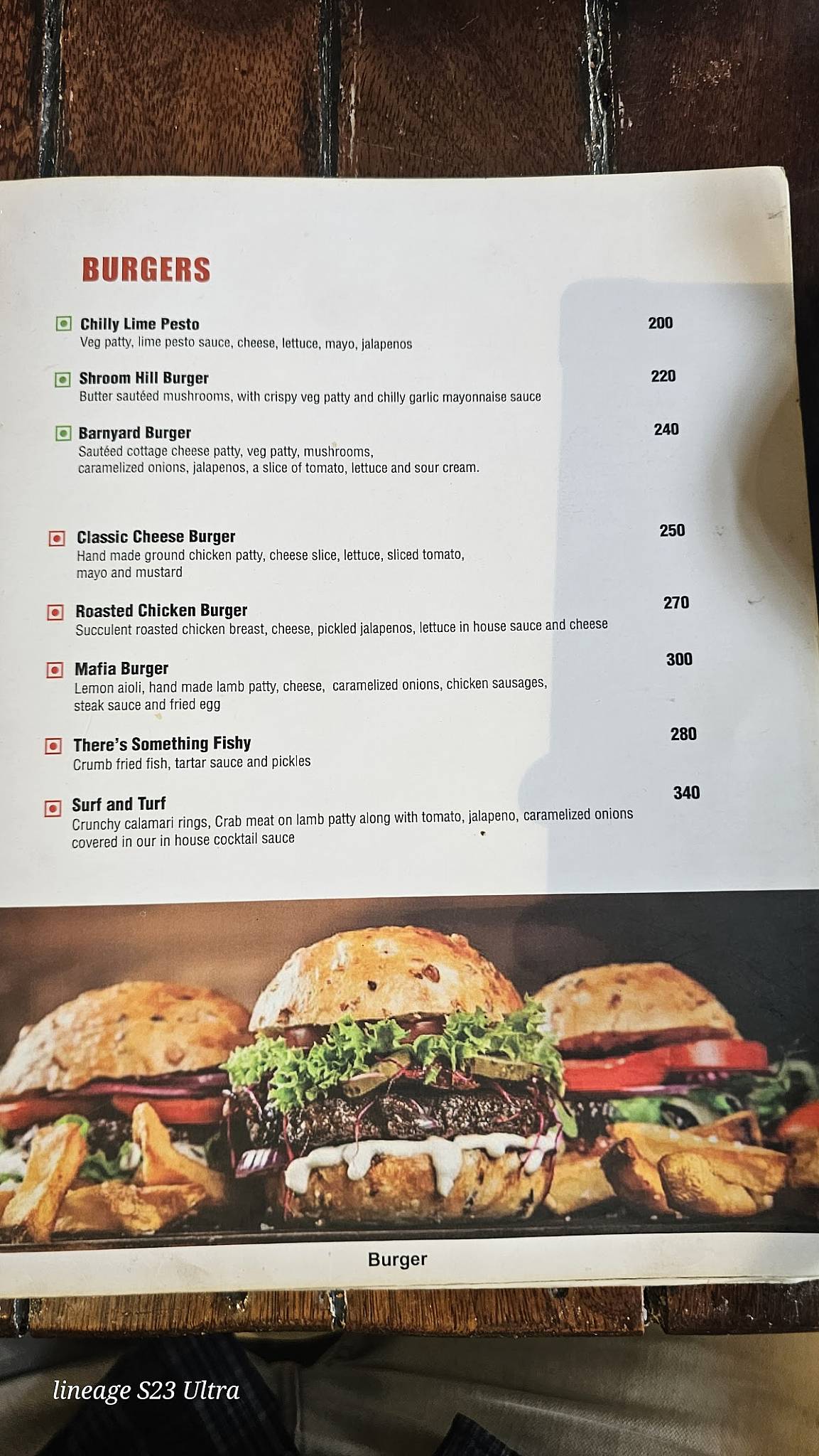 The Irish cafe menu
