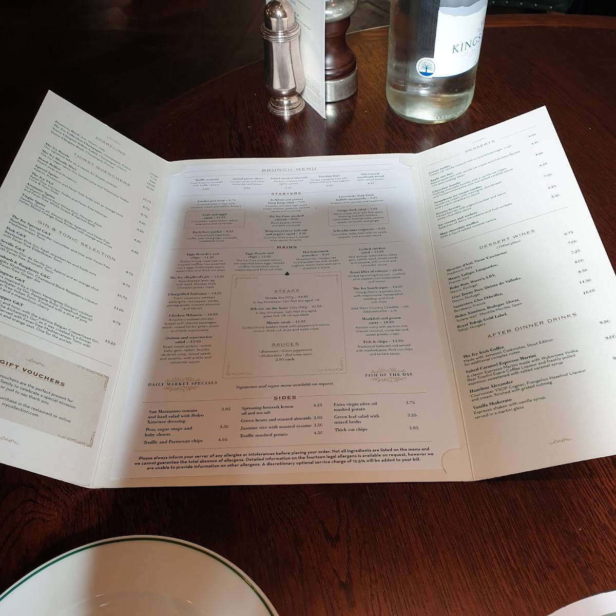 Menu at The Ivy Oxford Brasserie restaurant, Oxford