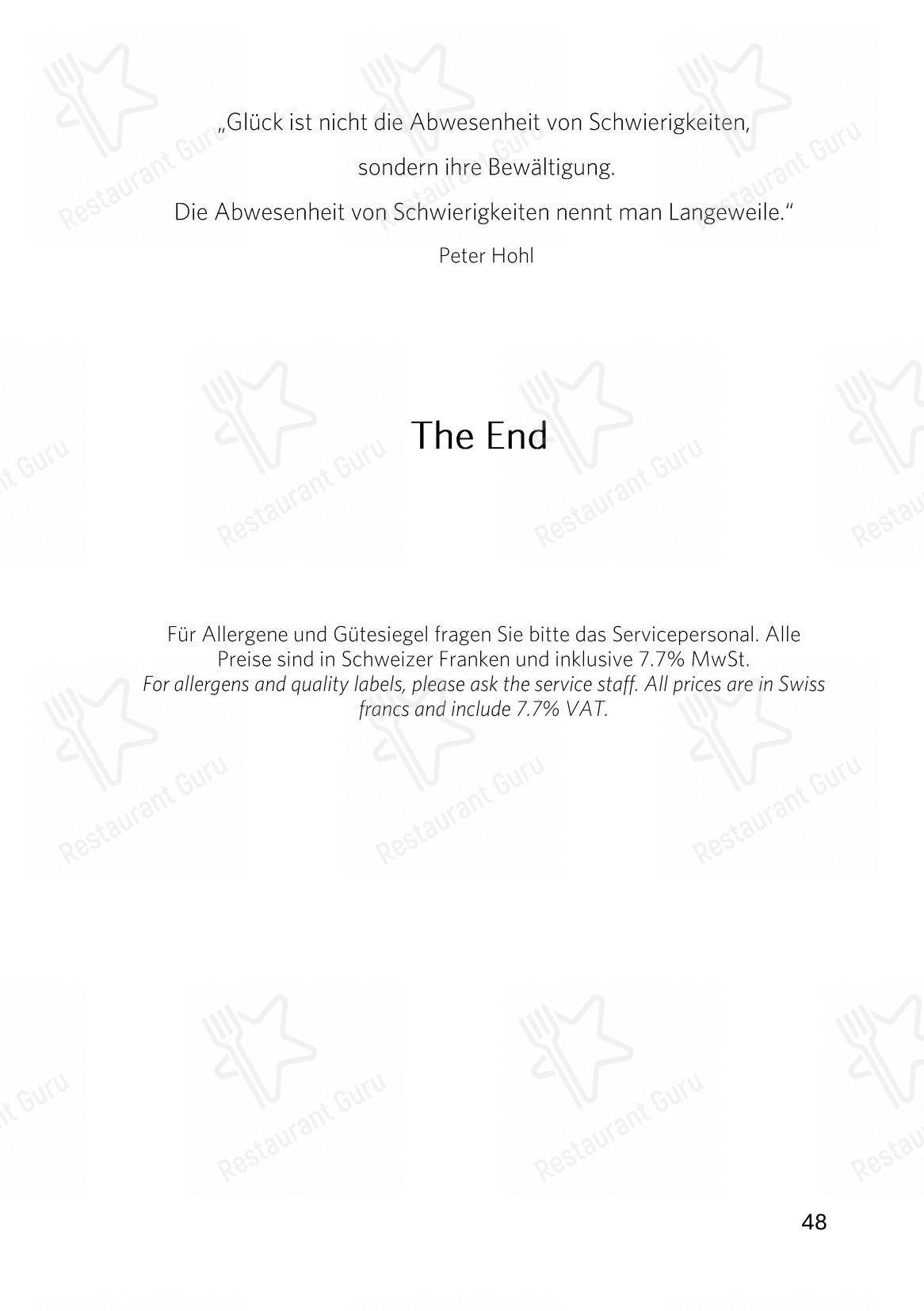 Menu per The Japanese at Gütsch on 2400 m in Andermatt