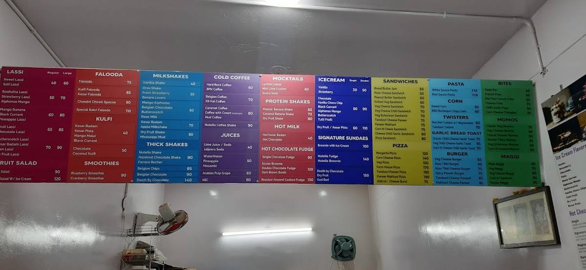 The Lassi Corner menu