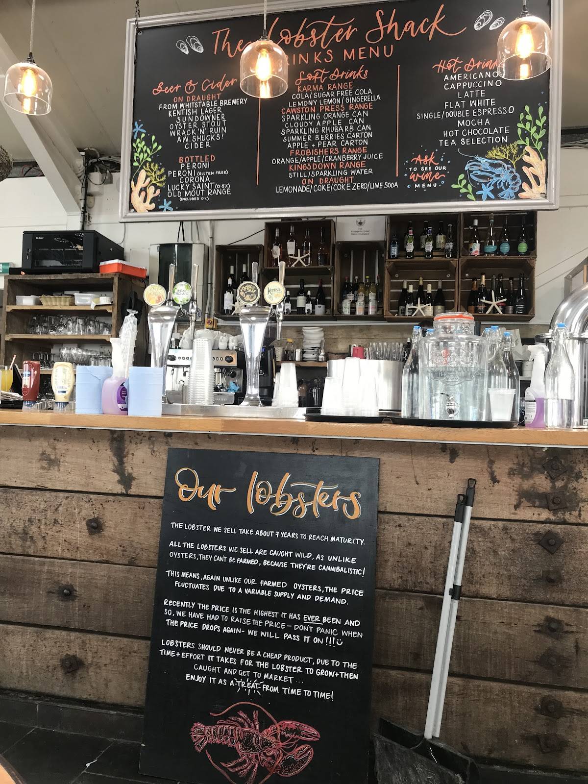 Menu at The Lobster Shack restaurant, Whitstable