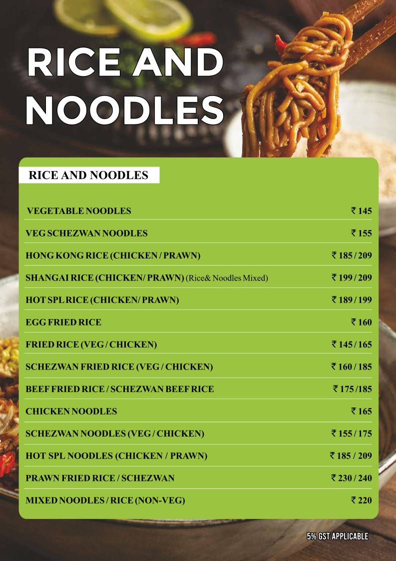 The Mint Max Restaurant menu