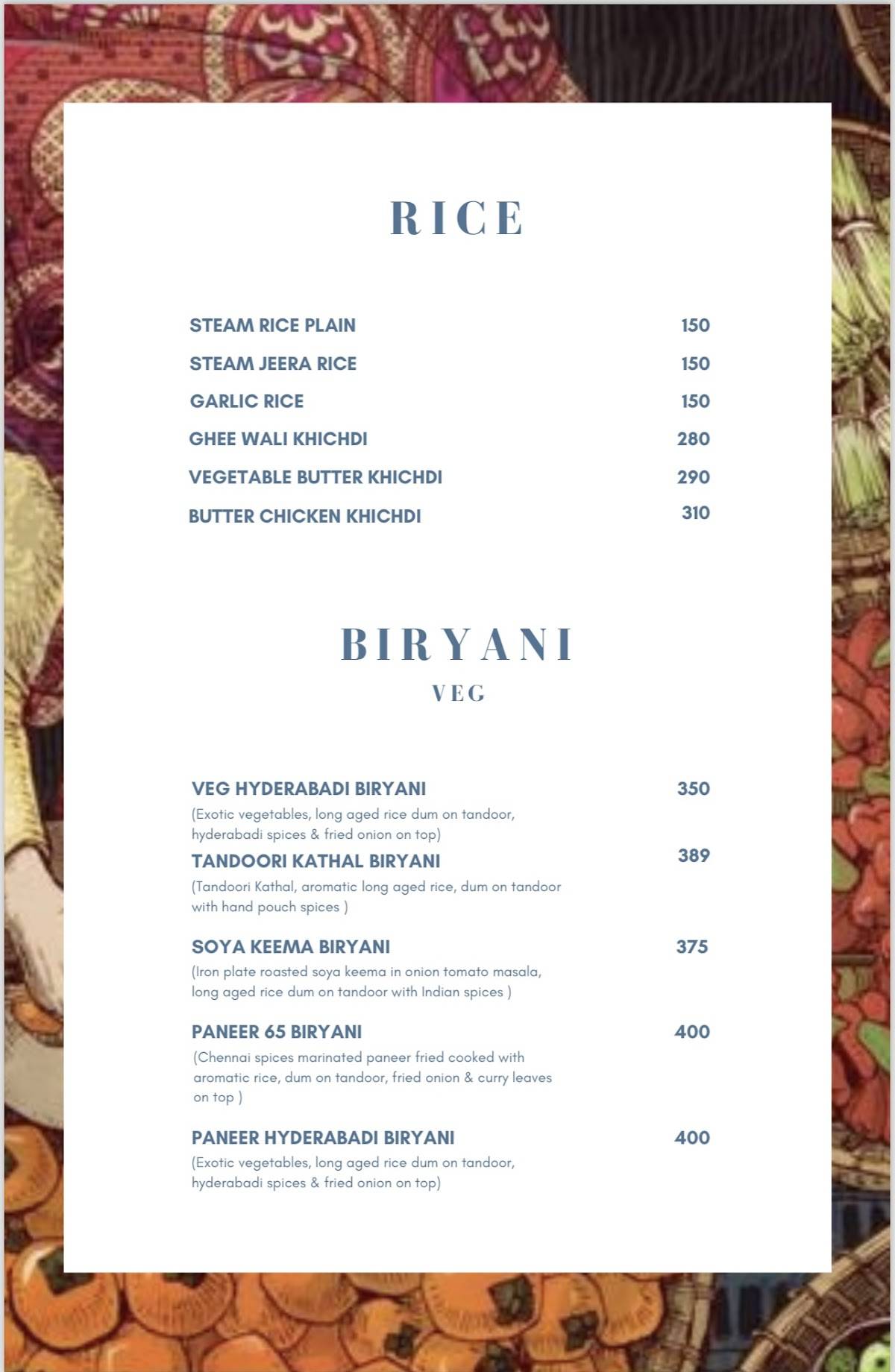 The Native Kitchen menu