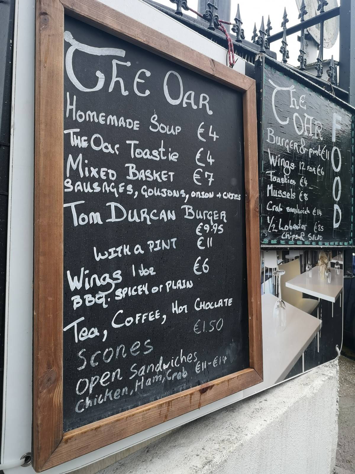 Menu at The Oar Bar, Crosshaven
