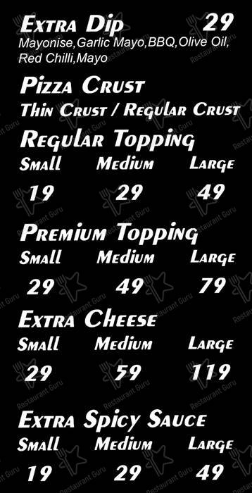 The Pizza Stone menu