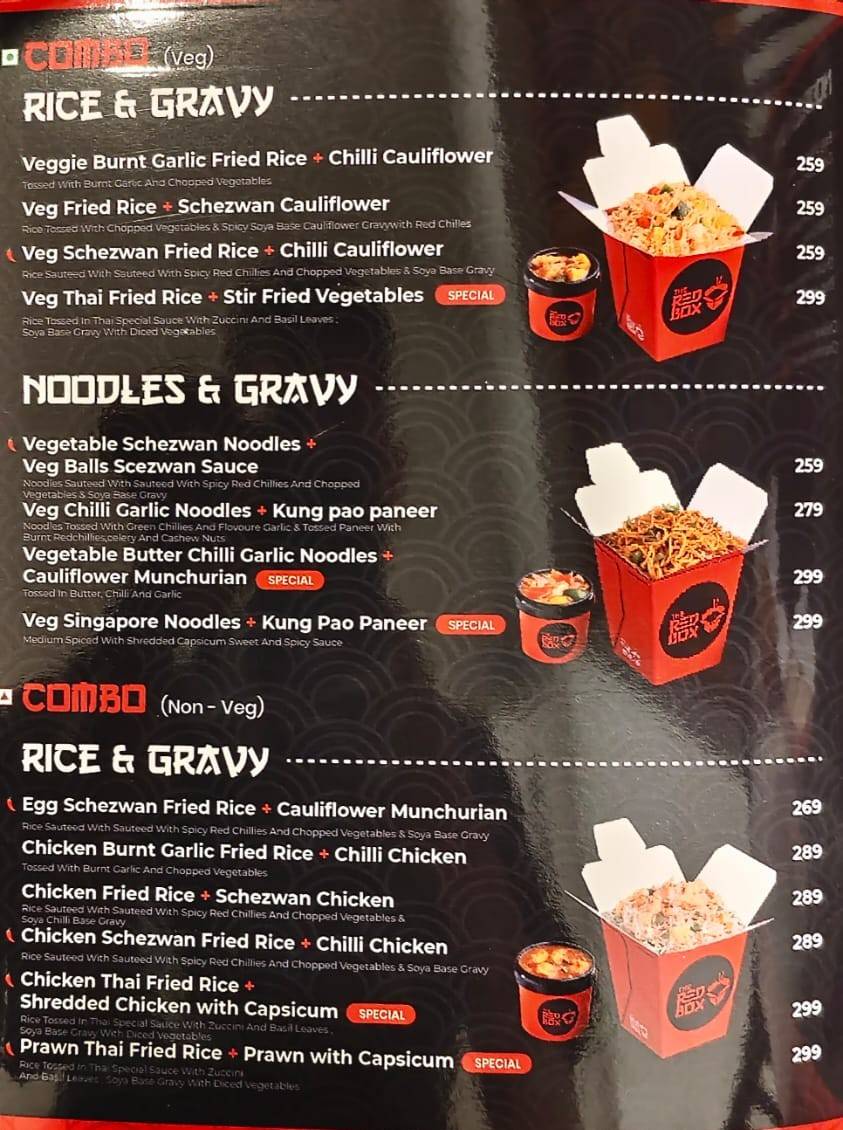 Menu at The Red Box, Coimbatore