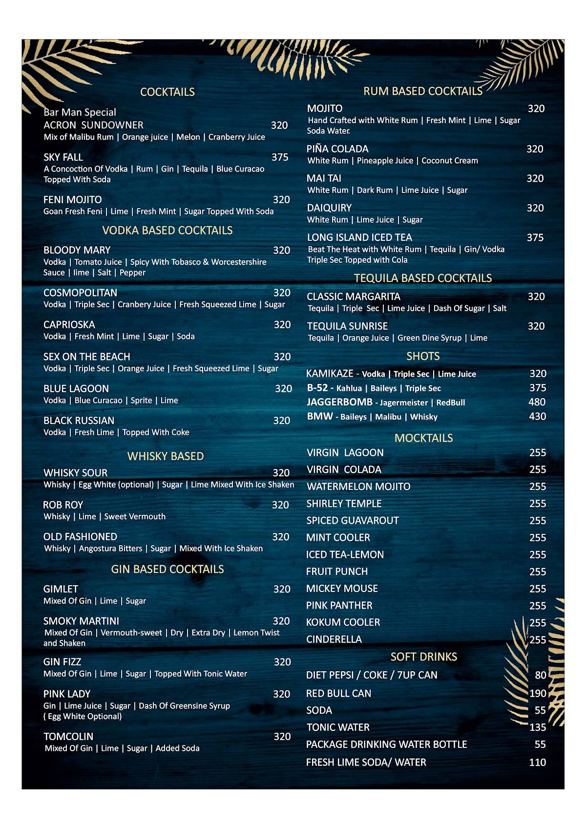 The River Restaurant menu